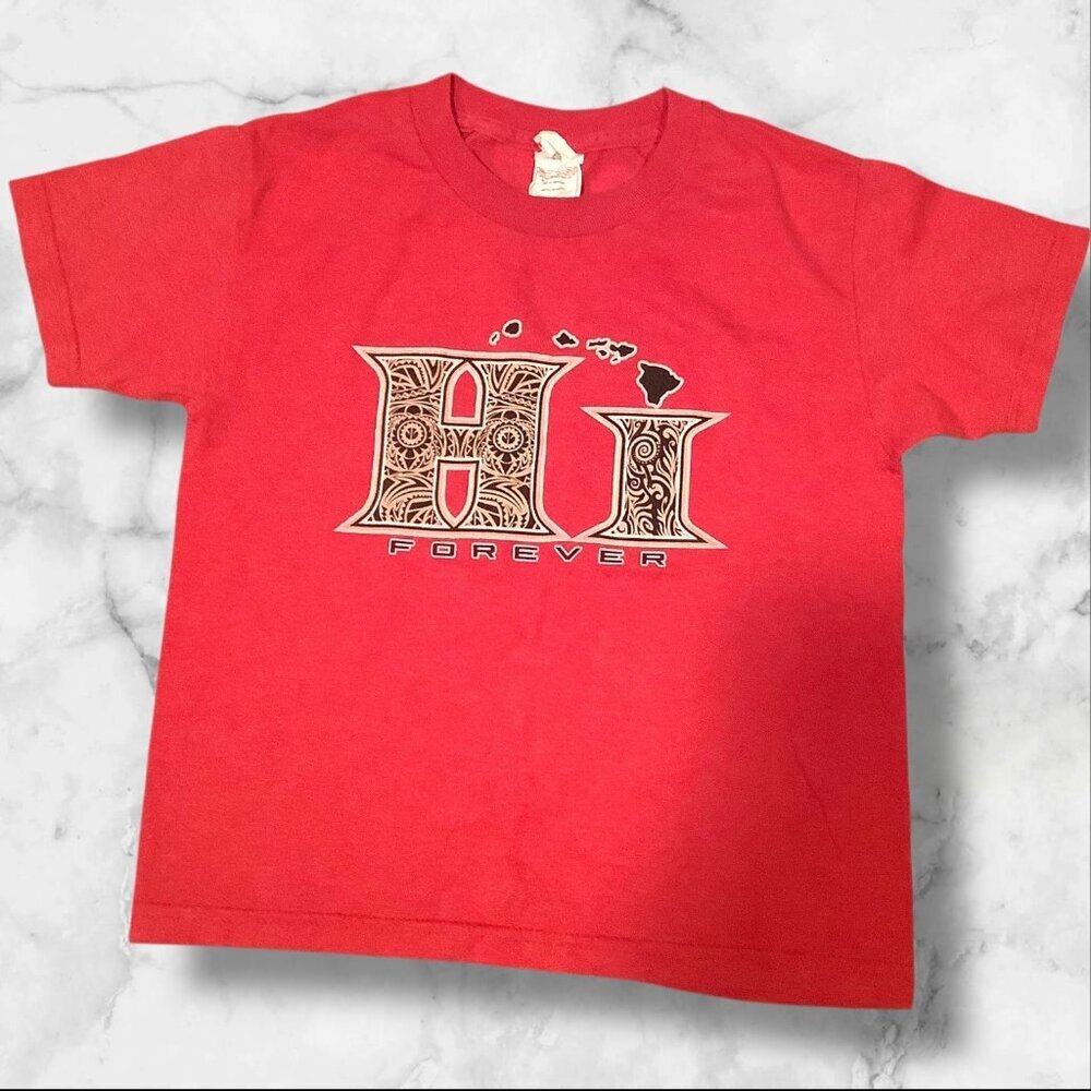 Alstyle Hawaiian‎ "HI Forever" Red Youth T-Shirt XS